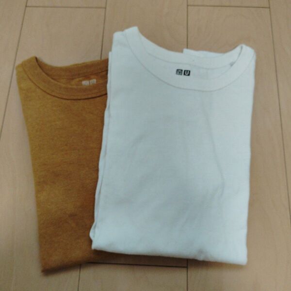 【ユニクロ】ユニクロu Tシャツ2枚セット ホワイト&マスタード サイズM