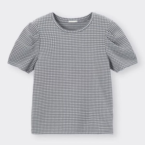タックスリーブT(半袖)(ギンガム)Q DARK GRAY Mサイズ 半袖 Tシャツ