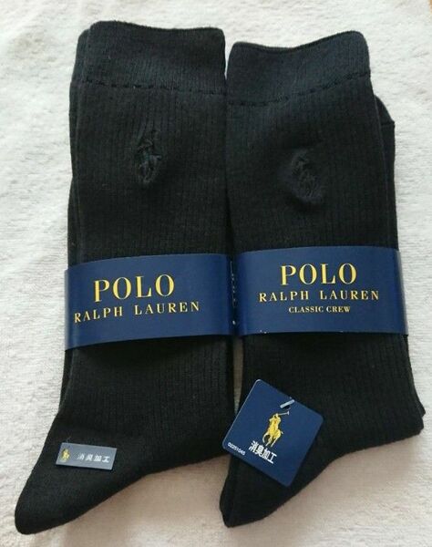紳士 靴下 ポロラルフローレン ソックス ラルフローレン POLO メンズ 2足セット ブラック 黒