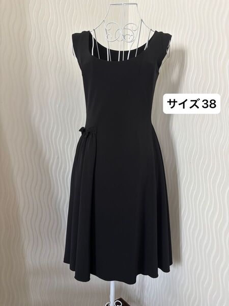 FOXEY NEW YORK フォクシーニューヨーク ノースリーブブラックワンピース ジャージー素材 サイズ38 クリーニング済