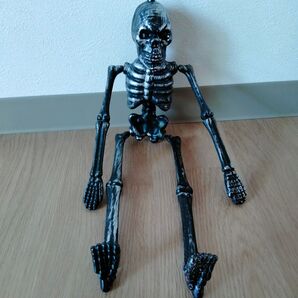 *カクカク*ガイコツ*フィギュア*骸骨*人骨模型*黒*約40cm* フィギュア