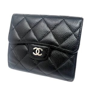 シャネル CHANEL キャビアスキン マトラッセ 三つ折り財布 コンパクト財布