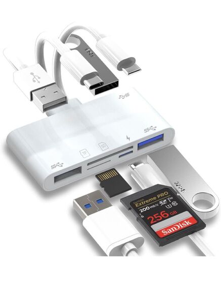 SDカードリーダー 6in3 Phone/Type C/USB SDカードカメラリーダー 7172