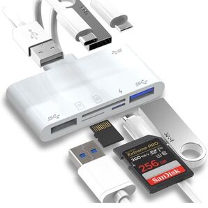 SDカードリーダー 6in3 Phone/Type C/USB SDカードカメラリーダー 7172