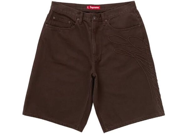 Supreme Script Baggy Denim Short 30 Brown
