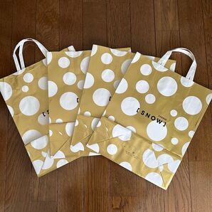 SNOW ショッパー ショップ袋 紙袋 4枚セット まとめ売り ドット 水玉 ゴールド