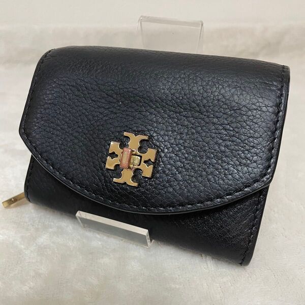 トリーバーチ 二つ折財布 キーリング コインケース ターンロック ゴールド金具 レザー ブラック