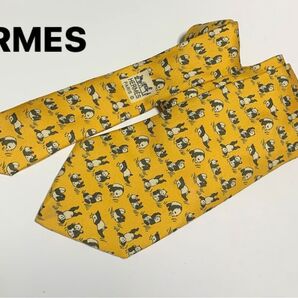 ネクタイ エルメス HERMES 総柄 ブランドネクタイ イエロー パンダ