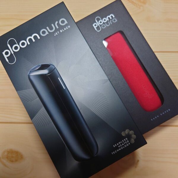 一部店舗限定品 新品未開封 ジェットブラック プルーム オーラ Ploom AURA スターターキット ラヴァレッド バックカバー