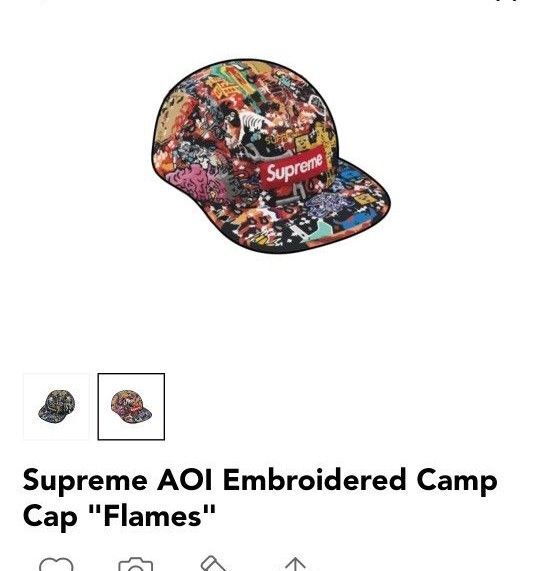 Supreme AOI Embroidered Camp Cap "Flames"