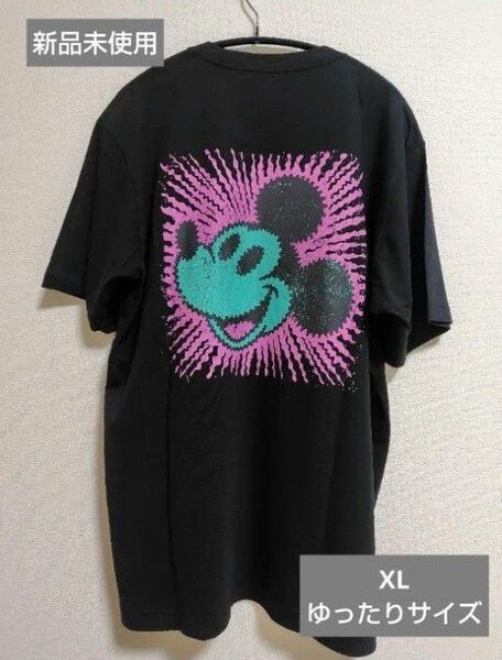 《タグ付き美品》ユニクロ×ディズニー ミッキーマウスTシャツ XL ブラック
