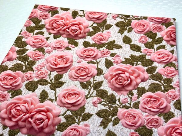 USAシーチング綿生地幅110cm×100cm.立体薔薇.0537
