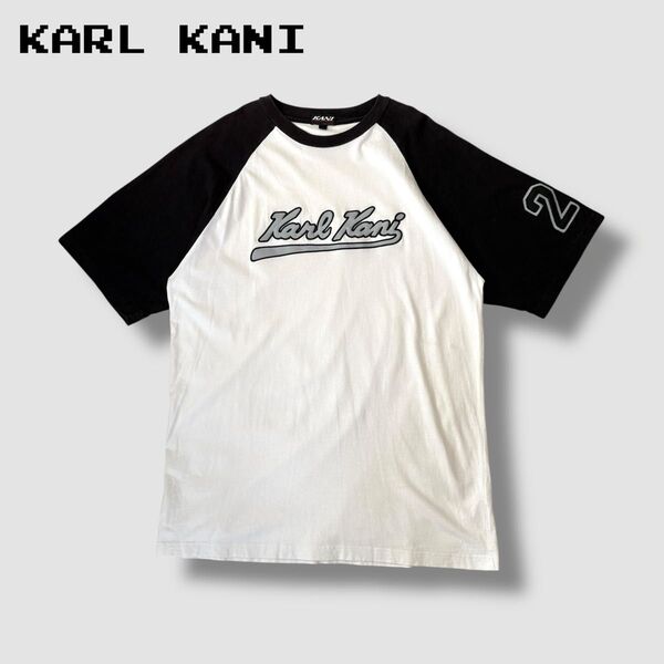 Karl Kani カールカナイ オーバーサイズ ラグランスリーブ Tシャツ ホワイト XL HIPHOP B系