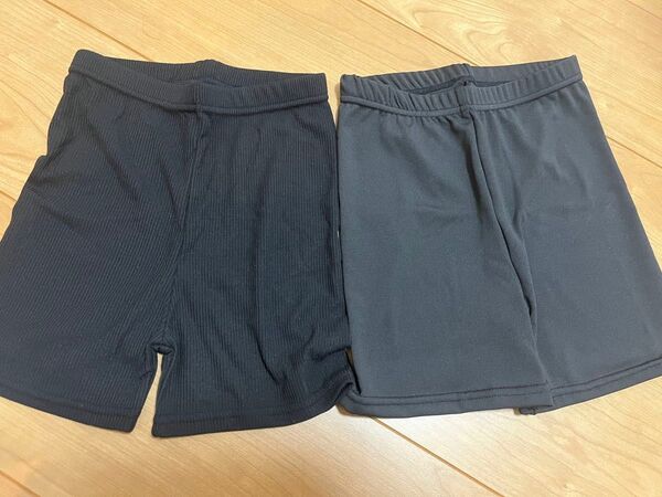 未使用 くろぱん スパッツ 105-125cm 黒色 2枚セット 岡本 2分丈