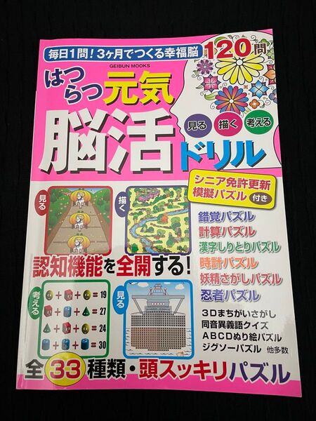 はつらつ元気 脳活ドリル 120問 パズル 脳トレ 認知症予防 計算 漢字 大判で見やすい