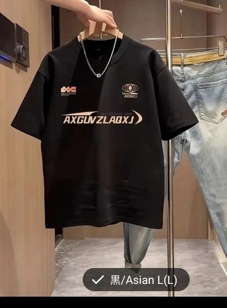【新品】メンズ半袖T シャツ ブラックLサイズ コットン100%