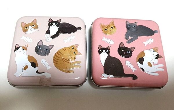 KALDI 空き缶 2個セット 小物入れ 猫柄