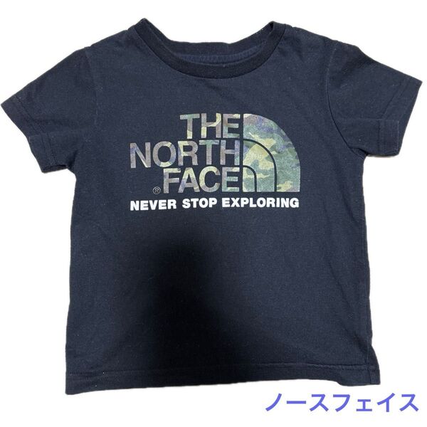 THE NORTH FACE キッズ Tシャツ ノースフェイス ブラック 黒 記名あり カモフラ 100cm