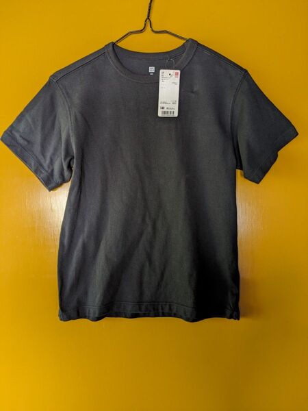 140 ユニクロ キッズ リラックス フィットクルーネックTシャツ 半袖 ブラック 綿100% UNIQLO KIDS