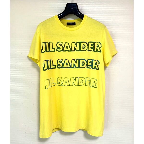 《美品》 JIL SANDER ジルサンダー ロゴ プリント Tシャツ 半袖 カットソー イエロー L