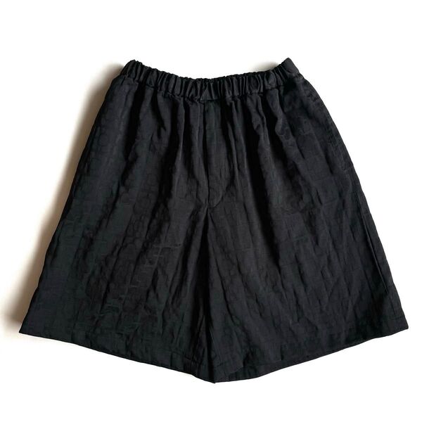《美品》BLACK COMME des GARCONS ブラック コムデギャルソン ポリ縮 ワイド ショートパンツ 総柄 M