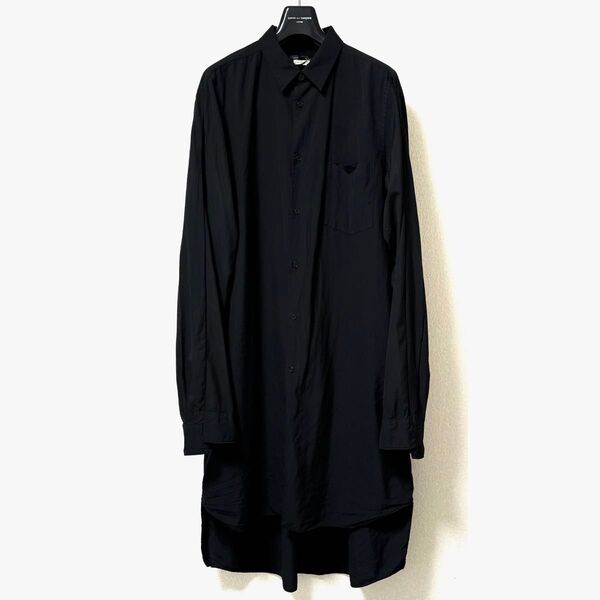 BLACK COMME des GARCONS ブラック コムデギャルソン ポリ縮 変形 ロング シャツ 長袖 XXL