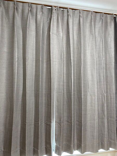 1級遮光形状記憶カーテン100×200cm2枚ブラウンナチュラルテイスト