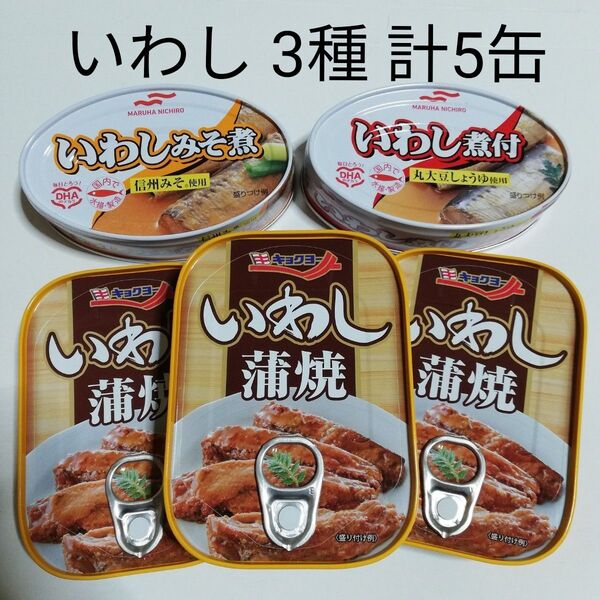 マルハニチロ いわし 煮付×1缶 みそ煮×1缶 キョクヨー いわし蒲焼×3缶 缶詰 イワシ缶 いわし缶 鰯 非常食