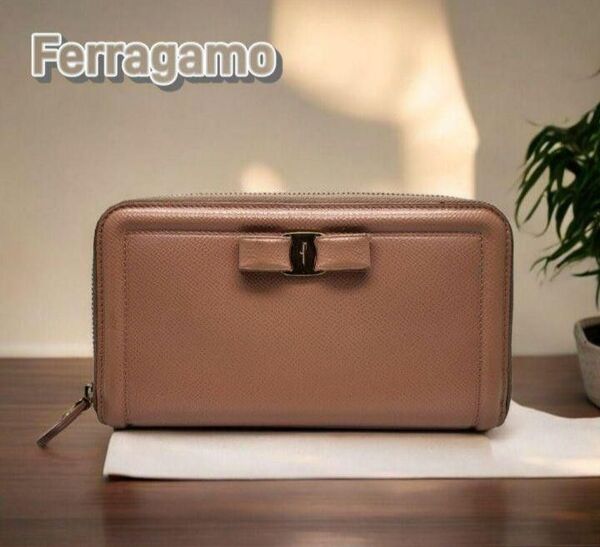 Ferragamo 長財布 ラウンドファスナー レザー721749