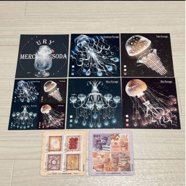 spin ポストカードセット クラゲ シャンデリア 惑星 クリームソーダ クリアファイル