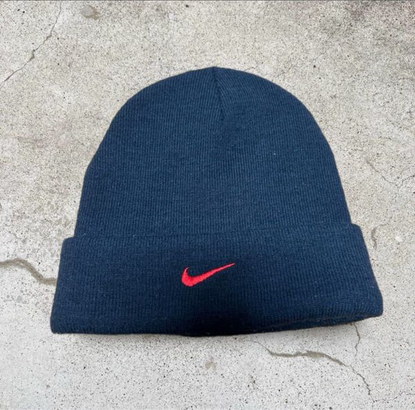 ビーニー ニットキャップ ニット帽 ブラック 黒 帽子 NIKE ナイキ 00's 90's archive y2k 希少 古着