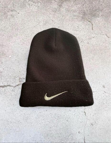 90s 00s ナイキ ブラック NIKE ニット帽 ビーニー ニットキャップ 帽子 ヴィンテージ y2k 古着 archive