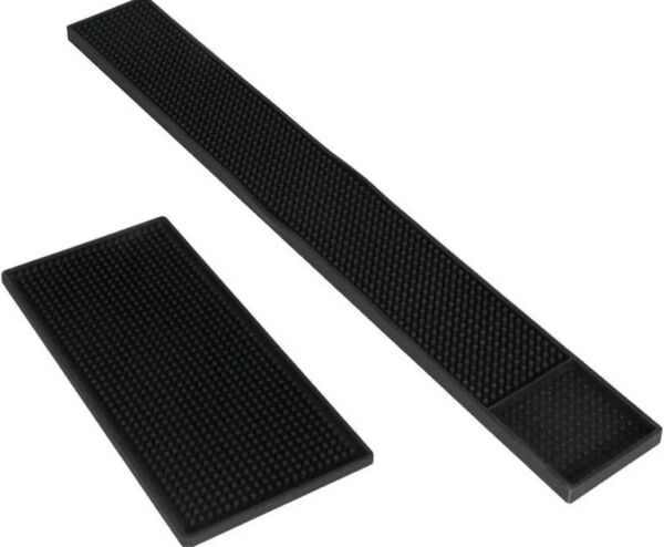 キッチンマット カウンターマット グラスマット 水切り 2枚セット 黒 コースター ラバー ホームバー カクテル バーテンダー