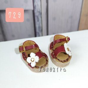 イーマリー リカちゃん ネオブライス アイシードール No.729 サンダル 花 ワインレッド 靴 ドールシューズ