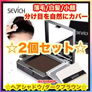 薄毛☆白髪 SEVICH ヘアシャドウ・ヘアパウダー/ダークブラウン 2個