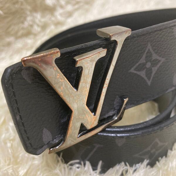 ルイヴィトン LOUIS VUITTON モノグラム ブラック 黒 レザー ベルト 32/80