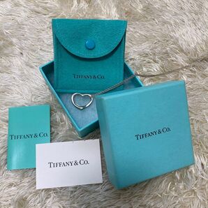 【美品】TIFFANY&Co. ティファニー オープンハートネックレス シルバー 銀 ケース、箱、カード付