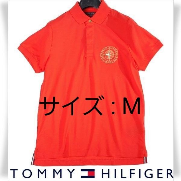 【定価1.2万】TOMMY HILFIGER 半袖 フライフロントポロシャツ(M) ※B1402※1749