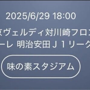 【大人2枚】2025/6/29 18:00東京ヴェルディ 対 川崎フロンターレ味の素スタジアムQRチケットバックホーム自由2名様