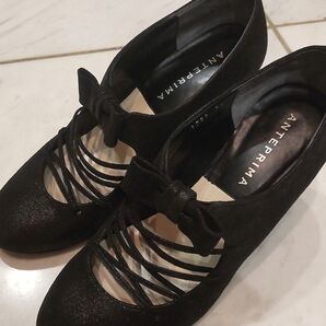 ANTEPRIMA パンプス 黒 リボン 編み込み