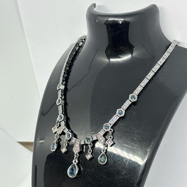 美品 SWAROVSKI スワロフスキー ビジュー ブルー ストーン ネックレス
