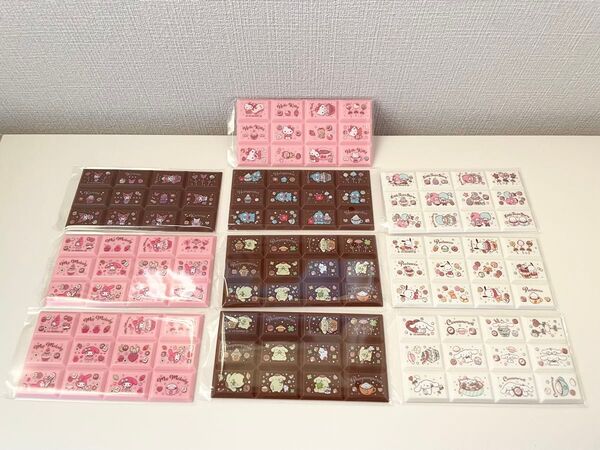 ちょこぶろっくしーる サンリオキャラクターズ 板チョコ シール 限定 8種類 コンプリート ホワイトチョコ チョコレート ピンク