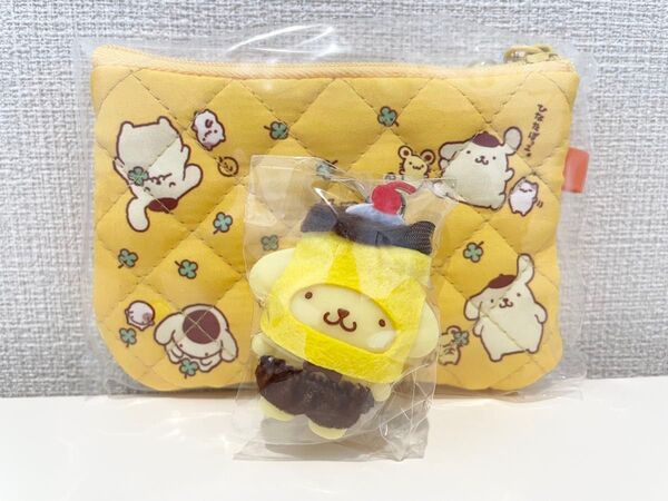 ポムポムプリン ちびっとも スイーツ シークレットミニフラットポーチ サンリオキャラクターズ 天使と小悪魔 みずのいきもの キルト