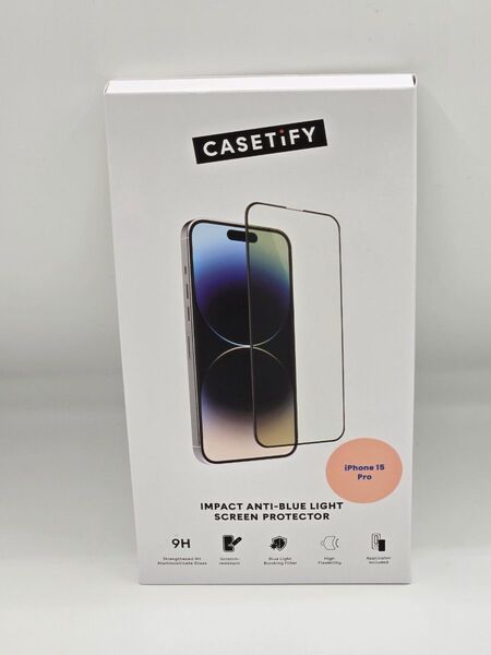 CASETiFY iPhone 15 Pro インパクト ブルーライトカット 保護フィルム 強化9Hアルミノケイ酸塩ガラス