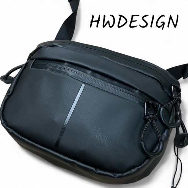 【美品】 HWDESIGN ヒデオワカマツ ミニショルダーバッグ ボディバッグ クロスボディ ウエストポーチ ウエストバッグ 黒