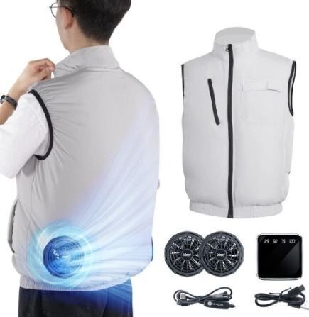【人気商品】空調作業服 ベスト L ファン バッテリー付 超軽量 UVカット