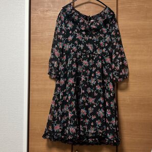 透け感コーデ【未使用/タグなし】image ワンピース ブラック系 花柄 リボン柄 フリル フェミニンコーデ