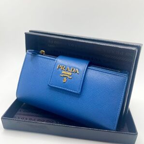 【美品】PRADA プラダ 二つ折り財布 サフィアーノレザー ウォレット
