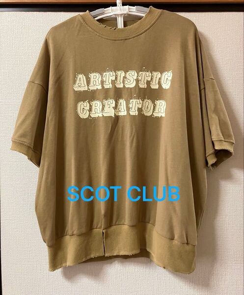 【中古品】YAMADAYA(ヤマダヤ)スコットクラブ ダメージ加工 半袖 オーバーサイズ 9号 レディース