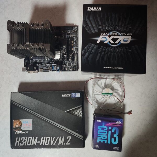 CPU、マザーボード、クーラー3点セット Core i3-9100F ASRock H310M-HDV/M.2 FX70